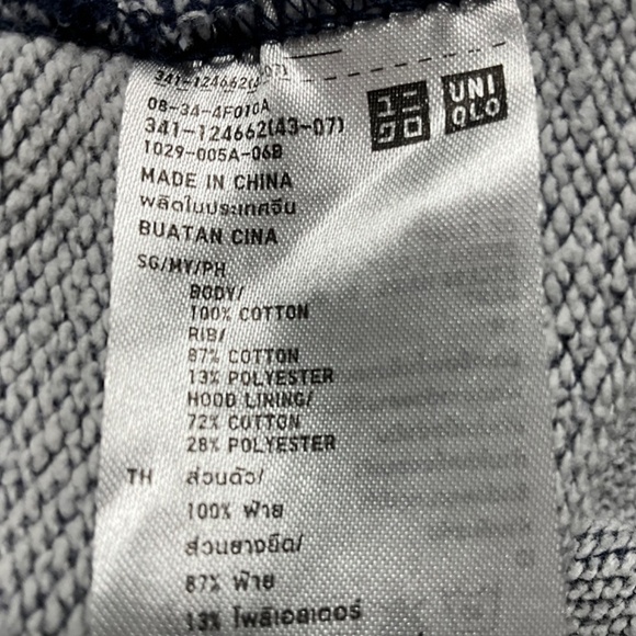 UNIQLO 100% Cotton Women’s Blue Full Zip Hoodie Kangaroo Pockets US Sz L - Picture 7 of 8